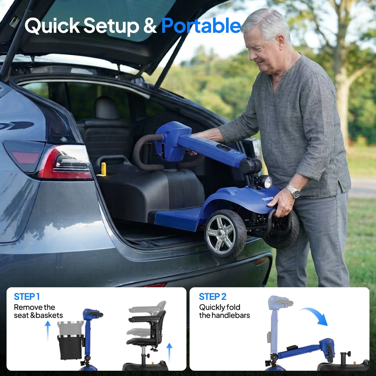TIETIE 4-Wheel Electric Mobility Scooter for Seniors