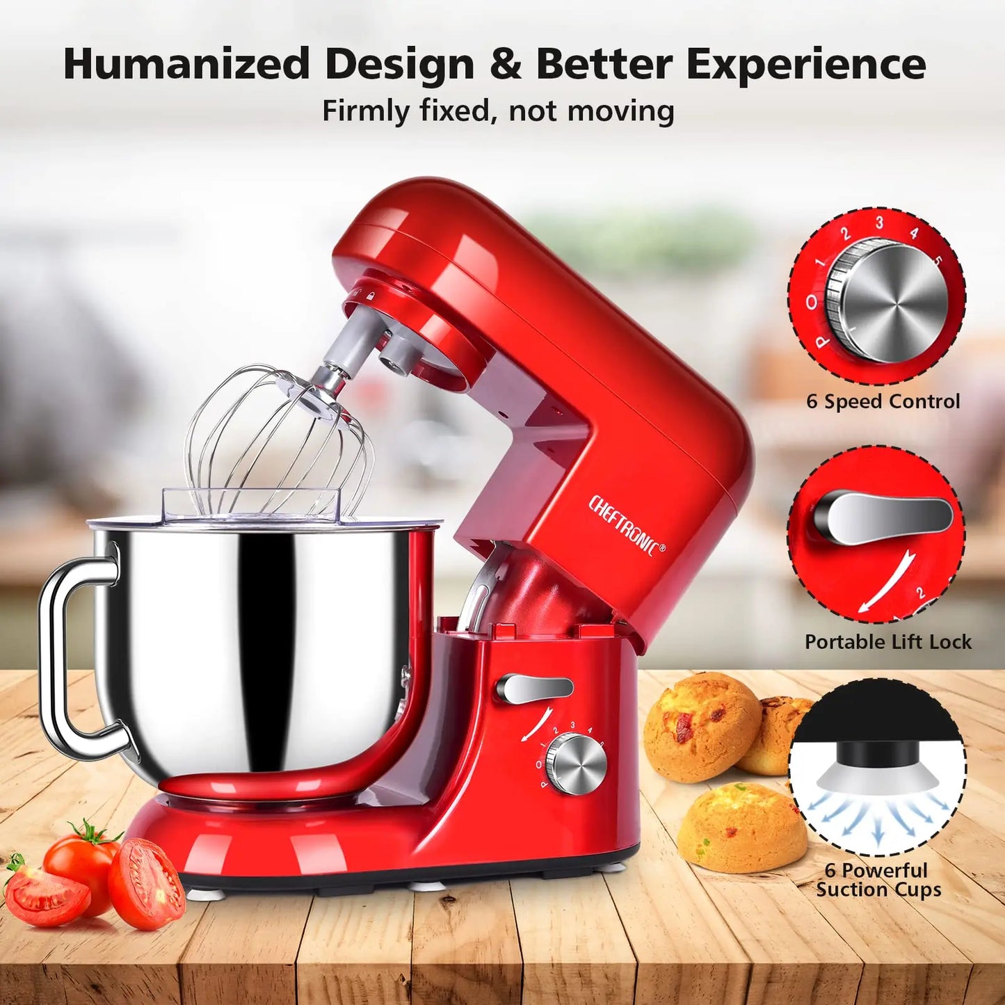 CHEFTRONIC Stand Mixer, 7 Qt Tilt-Head Electric Household Stand Mixer