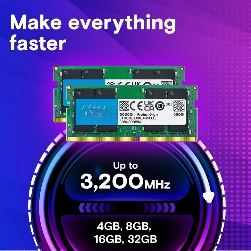 64GB DDR4 RAM Kit (2x32GB), 3200MHz (PC4-25600) CL22 Laptop Memory