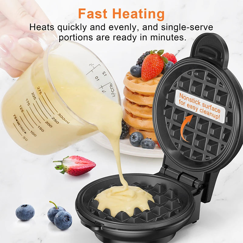 Crownful 350W Mini Waffle Maker Electric Breakfast Maker Multi Functional