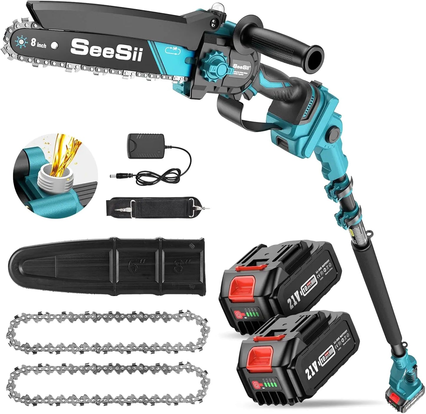 Seesii 2-IN-1 Cordless Pole Saw 8-inch Electric Saws