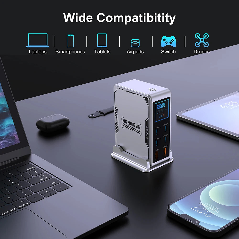UBIGBUY 300W USB C Charger,6 Ports USB Charging Station