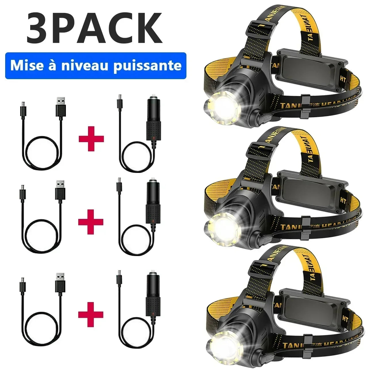 LED Headlamp Rechargeable Head Torch Zoom
