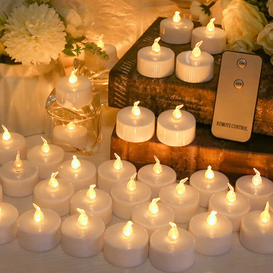 Yeahmart 12/24Pcs Flickering LED Candles Electric Flameless