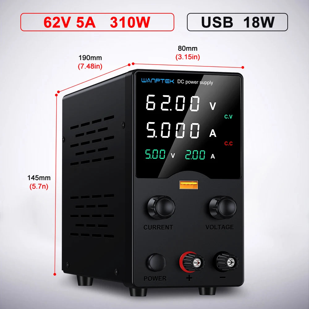 Wanptek Lab Bench Power Supply  120V 3A Adjustable Voltage