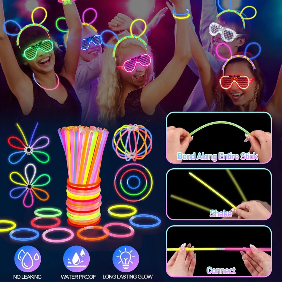 250 PCS Glow In The Dark Party Supplies