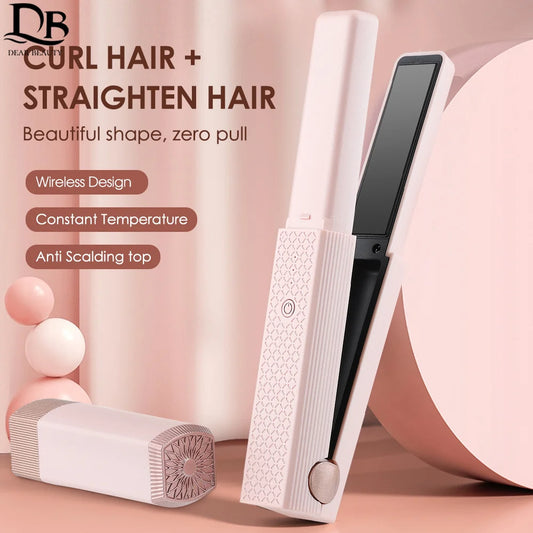 DearBeauty Hair Straightener Mini Fast Heating Plate Hair Styling Tools USB Portable Adjustable Temperature Curler Straight Hair Hot Comb