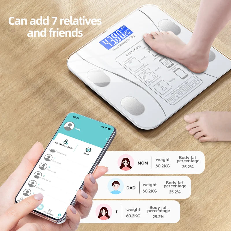Smart Body Fat Scale Wireless LED Digital Bathroom Scale