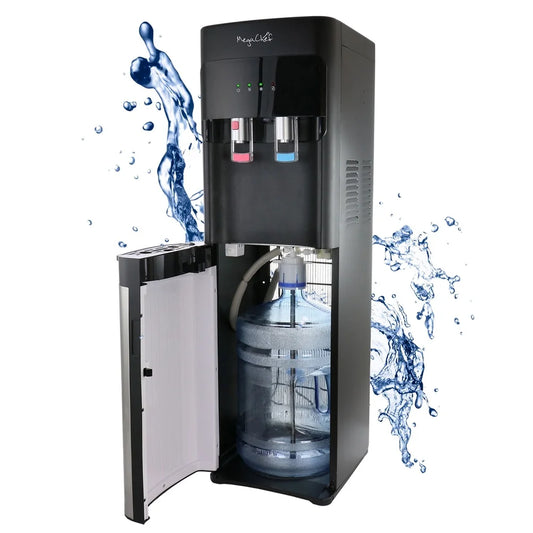 MEGACHEF Stainless Steel Hot Cold Water Dispenser 5 Gallon Cooler Bottom‑Loading