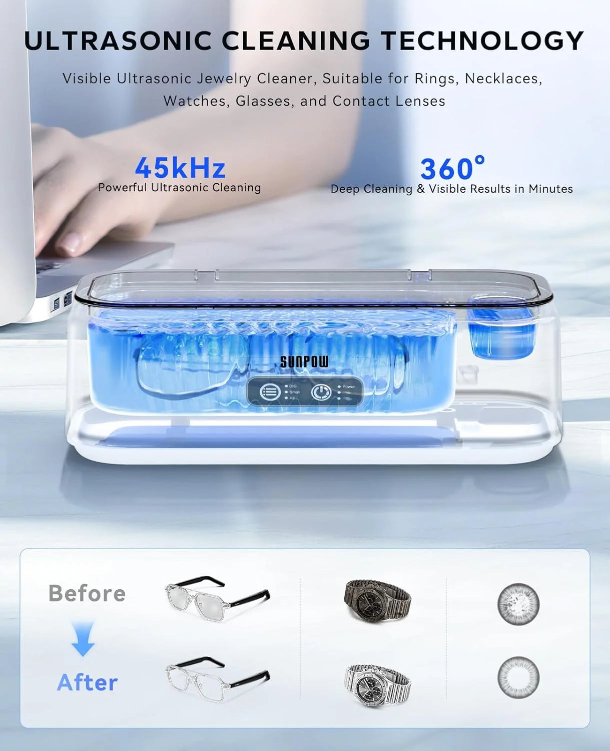SUNPOW Ultrasonic Jewelry Cleaner Machine