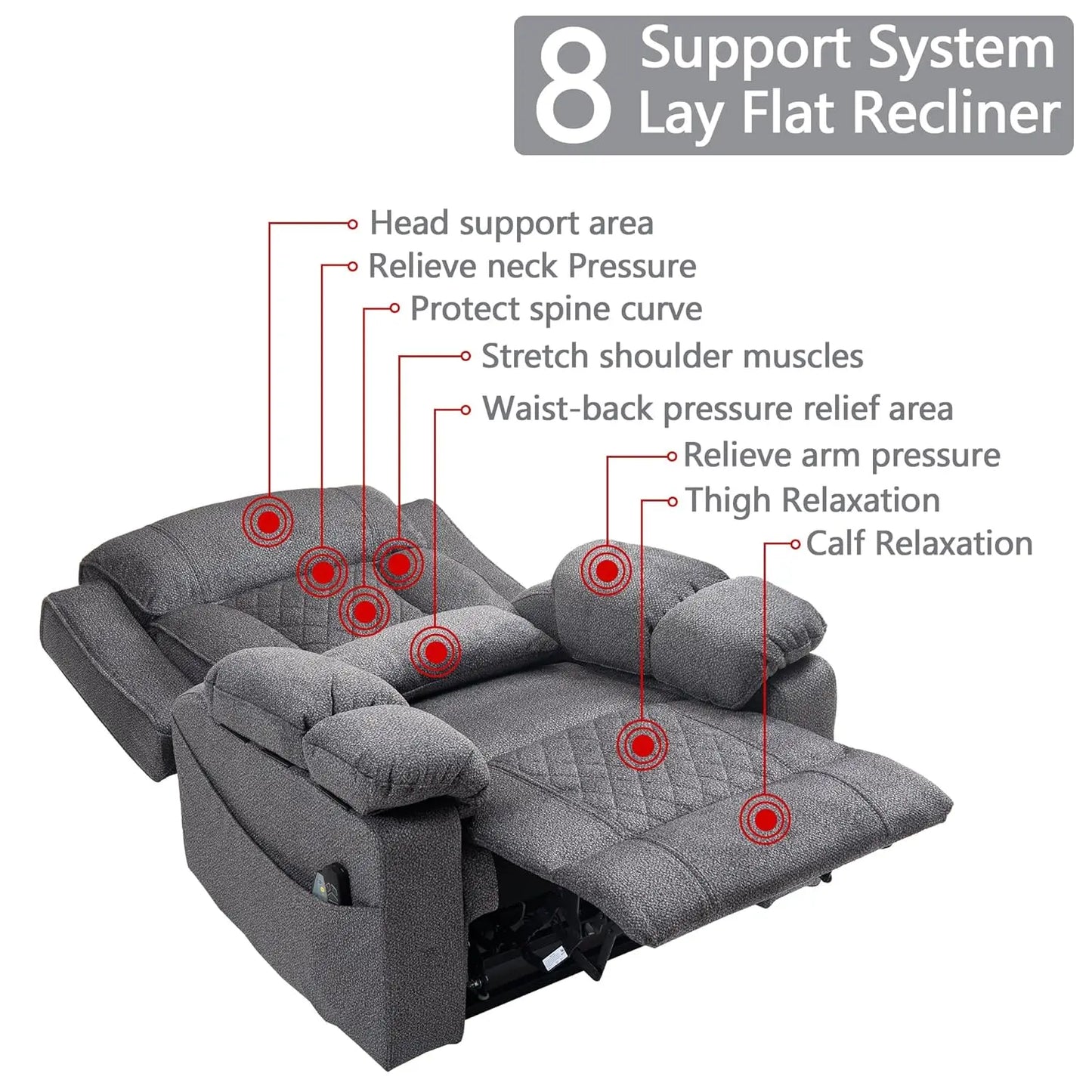 Large Power Lay Flat Lift Chair Oversized Recliner