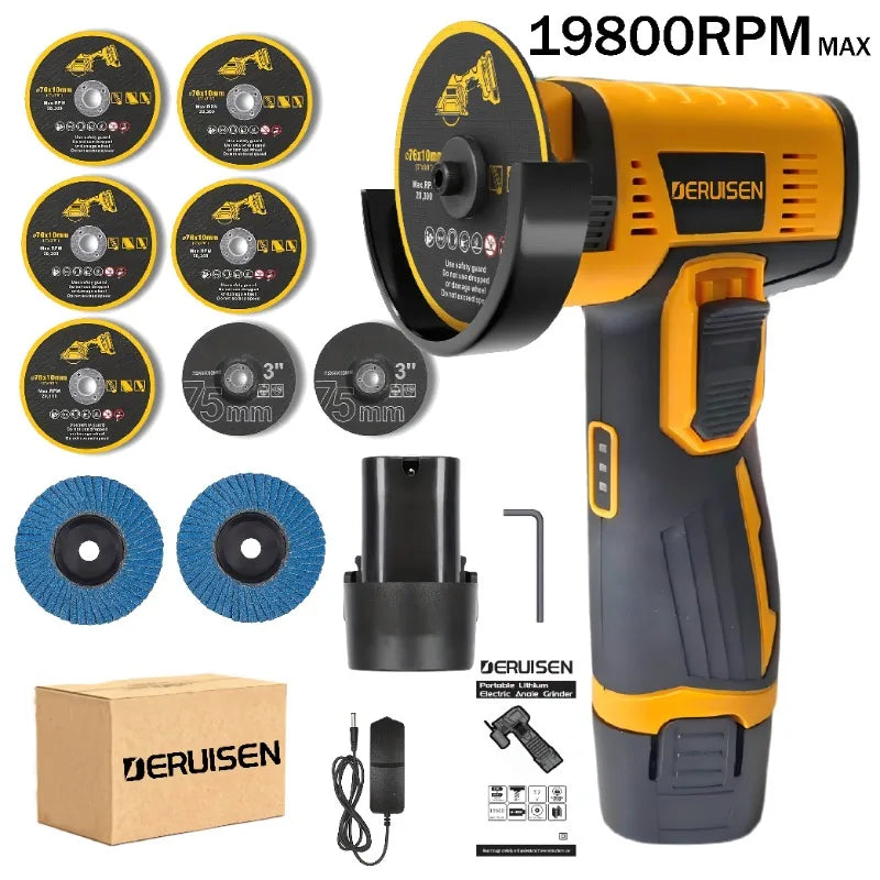 DERUISEN 19800 RPM Mini Wireless Angle Grinder