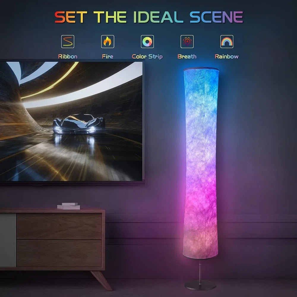 Modern Floor Lamp, RGB Color Changing Led Smart Lamp w/ Alexa APP Control