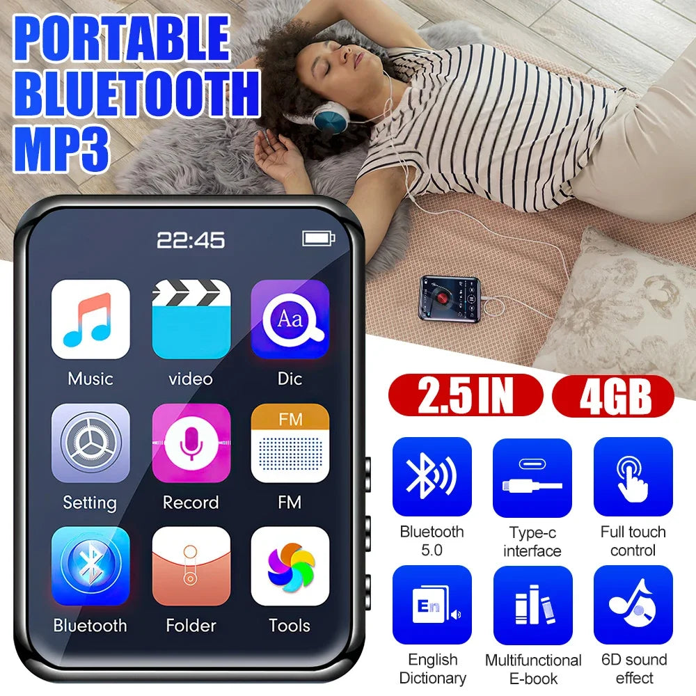 2.5" Full Touch MP3 MP4 Music Player Bluetooth Built-in Speaker