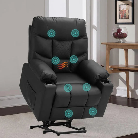 Power Lift Recliner Chair, PU Leather Massage Chair with Heat