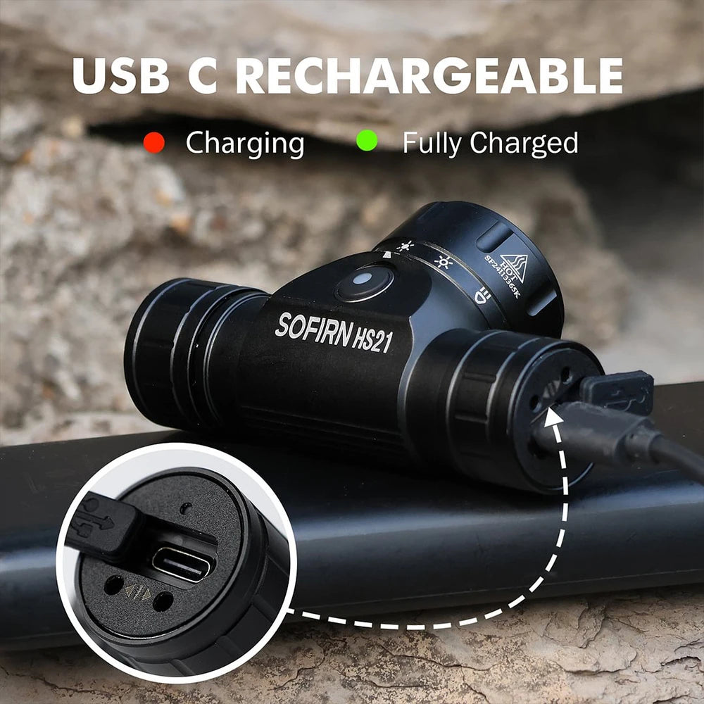 Sofirn HS21 Headlamp, USB C Rechargeable Flashlight