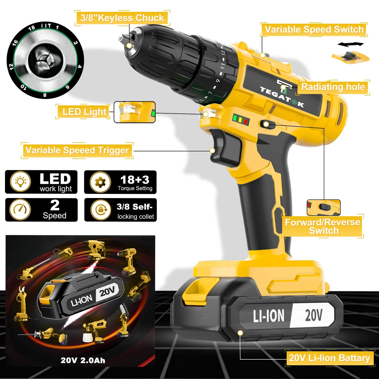 TEGATOK 45N.M Electric Screwdriver