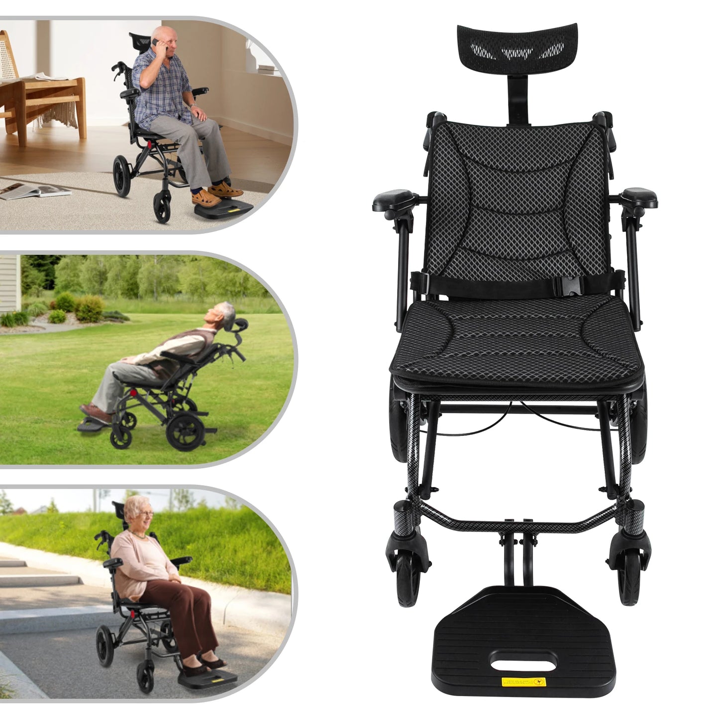 Folding Transport Wheelchair Adult Reclining Wheelchair