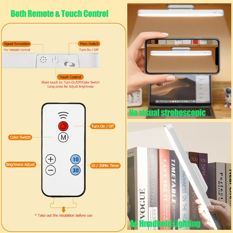 Remote LED Desk Lamp Magnetic Hanging Night Light