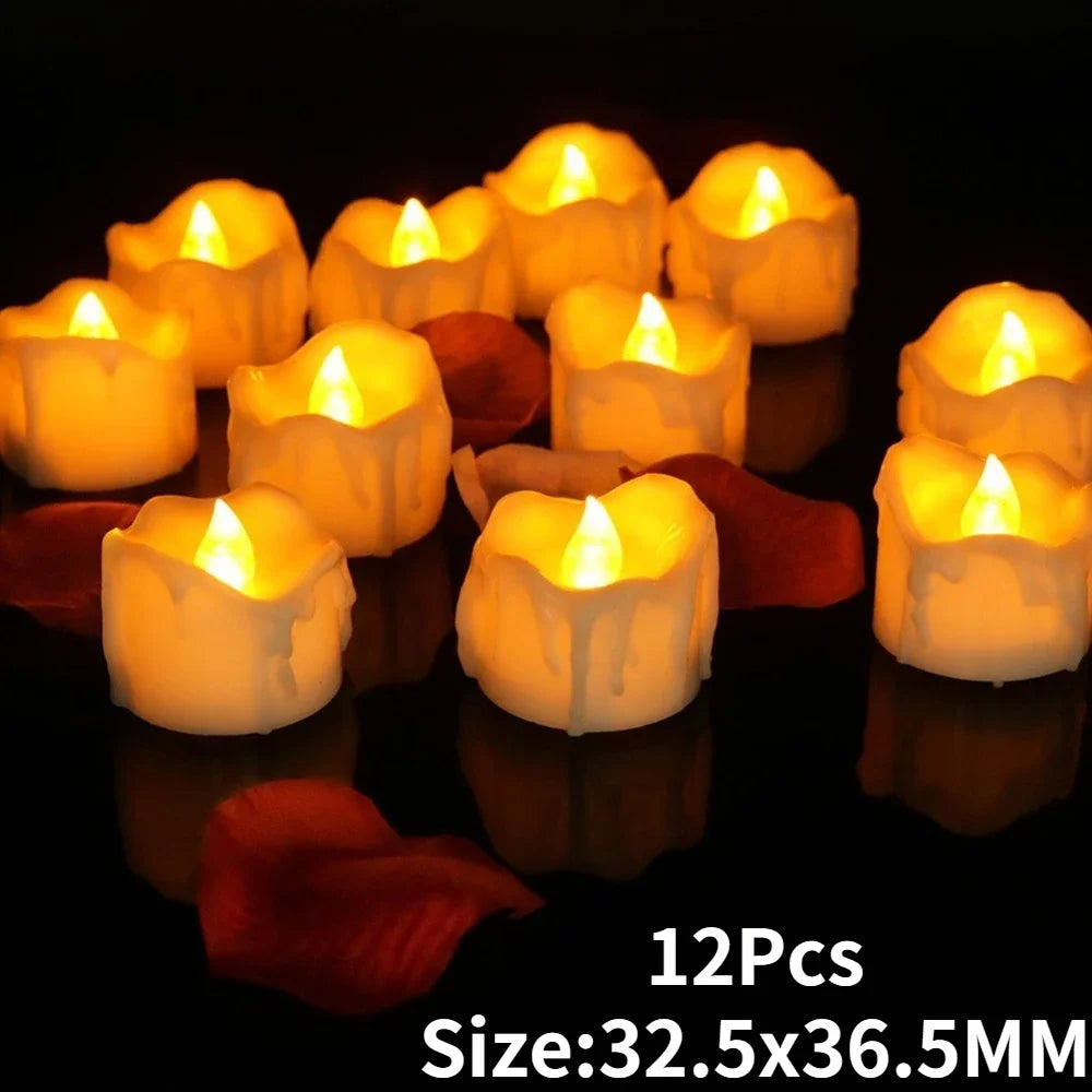 Yeahmart 12/24Pcs Flickering LED Candles Electric Flameless