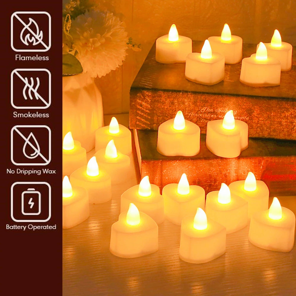 Yeahmart 12/24Pcs Flickering LED Candles Electric Flameless