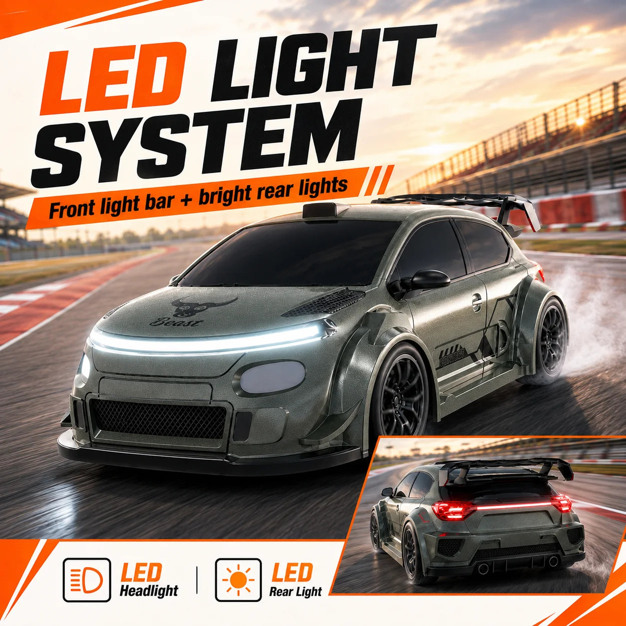 ZNLYRION 4WD High Speed RC Car 2.4G Remote Drifting Car 1:24 Scale