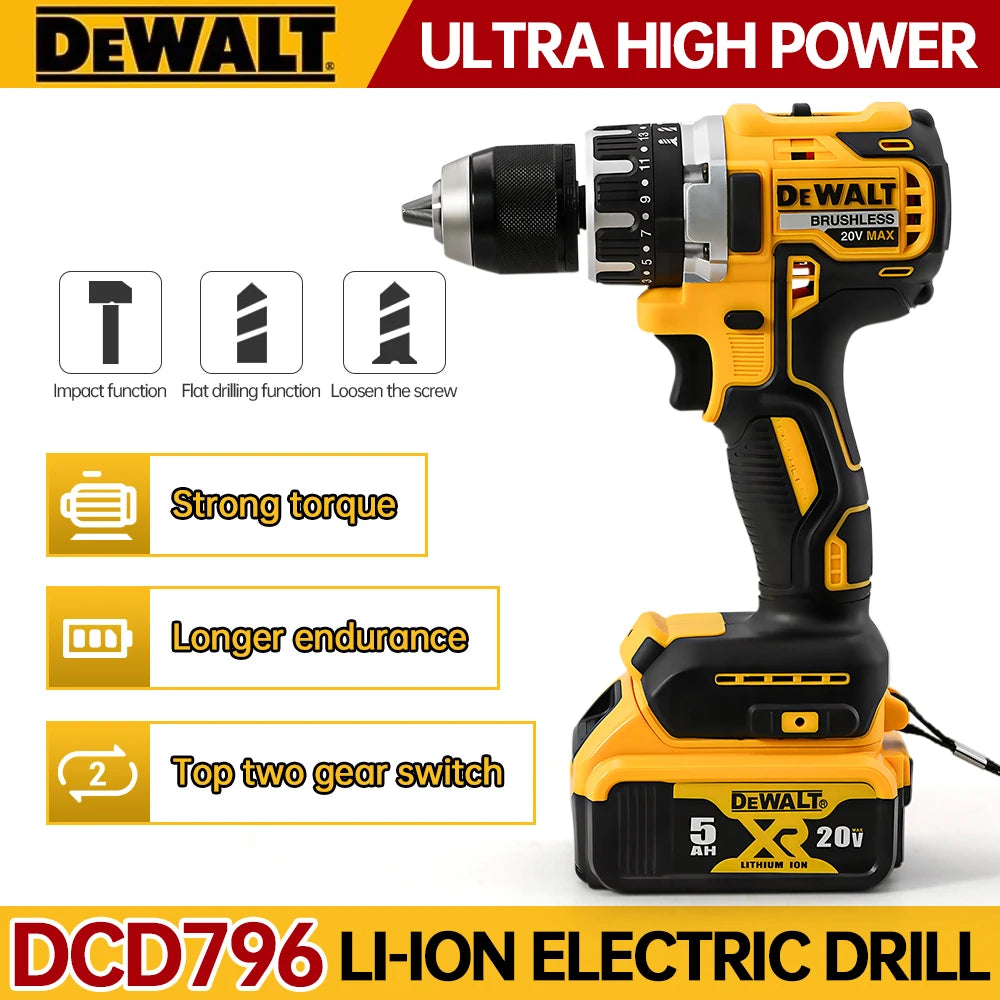 DeWalt DCD796 Compact Cordless Brushless Impact Drill LED Light