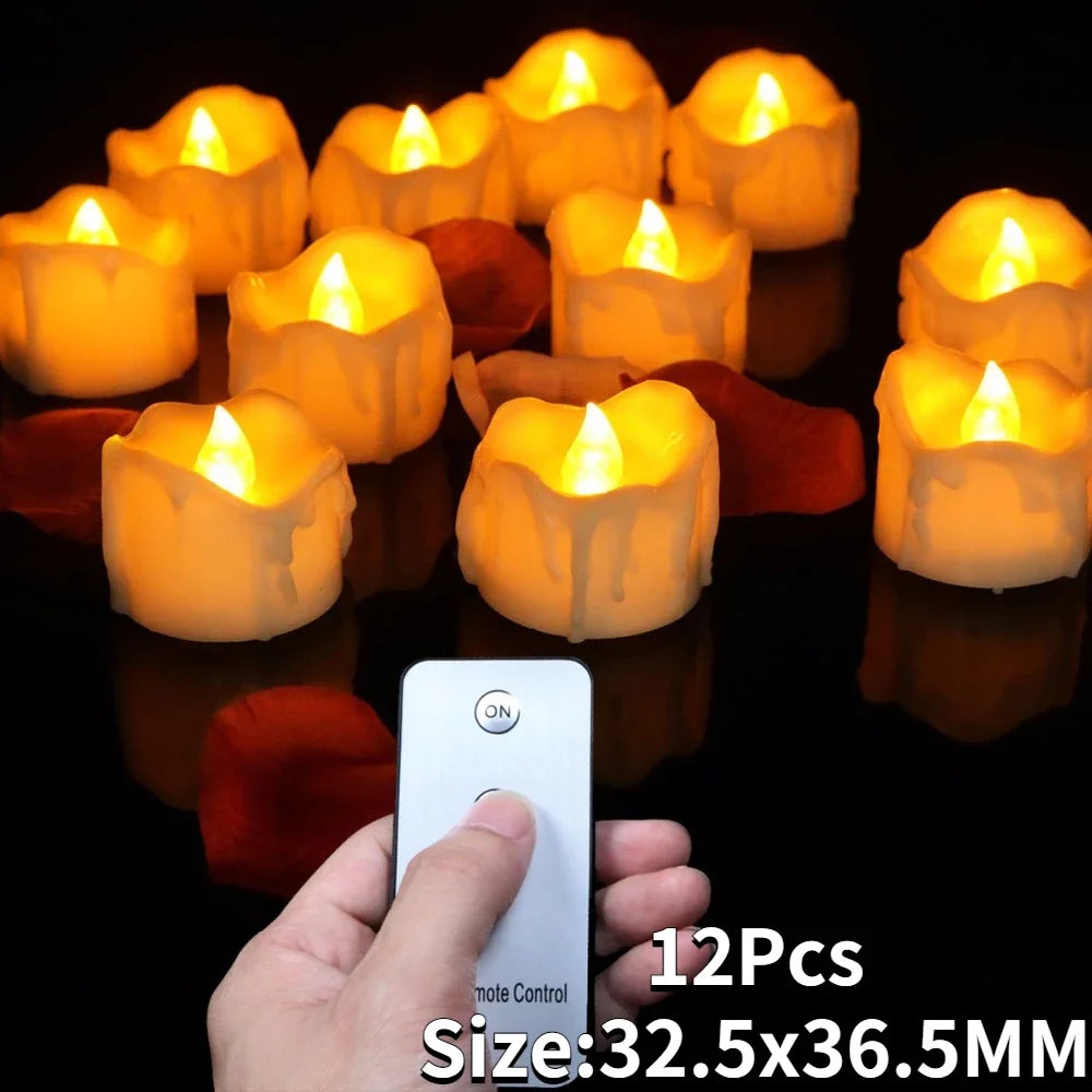 Yeahmart 12/24Pcs Flickering LED Candles Electric Flameless