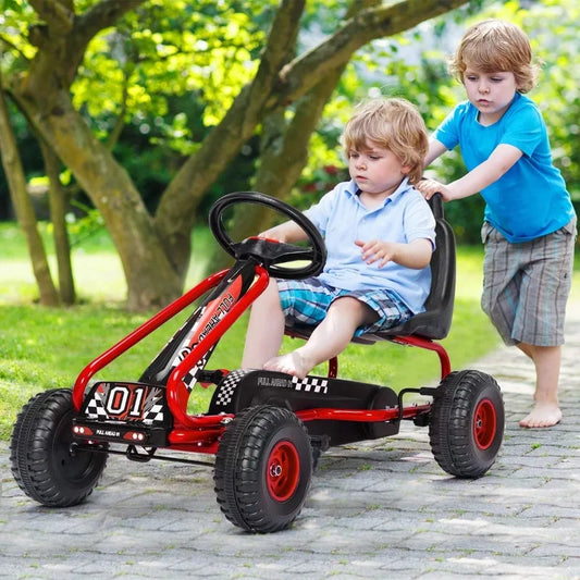 Costzon Go Kart for Kids, 4 Wheel Pedal Powered Electric Scooter