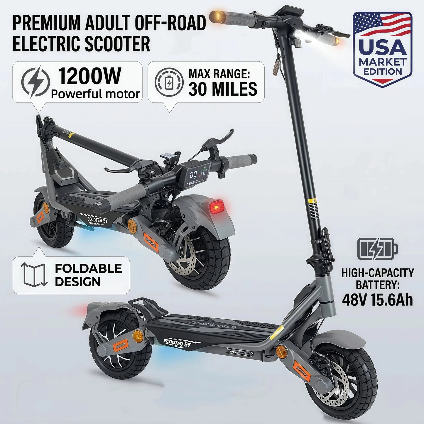BIkydom Electric Scooter for Adults 1200W Motor
