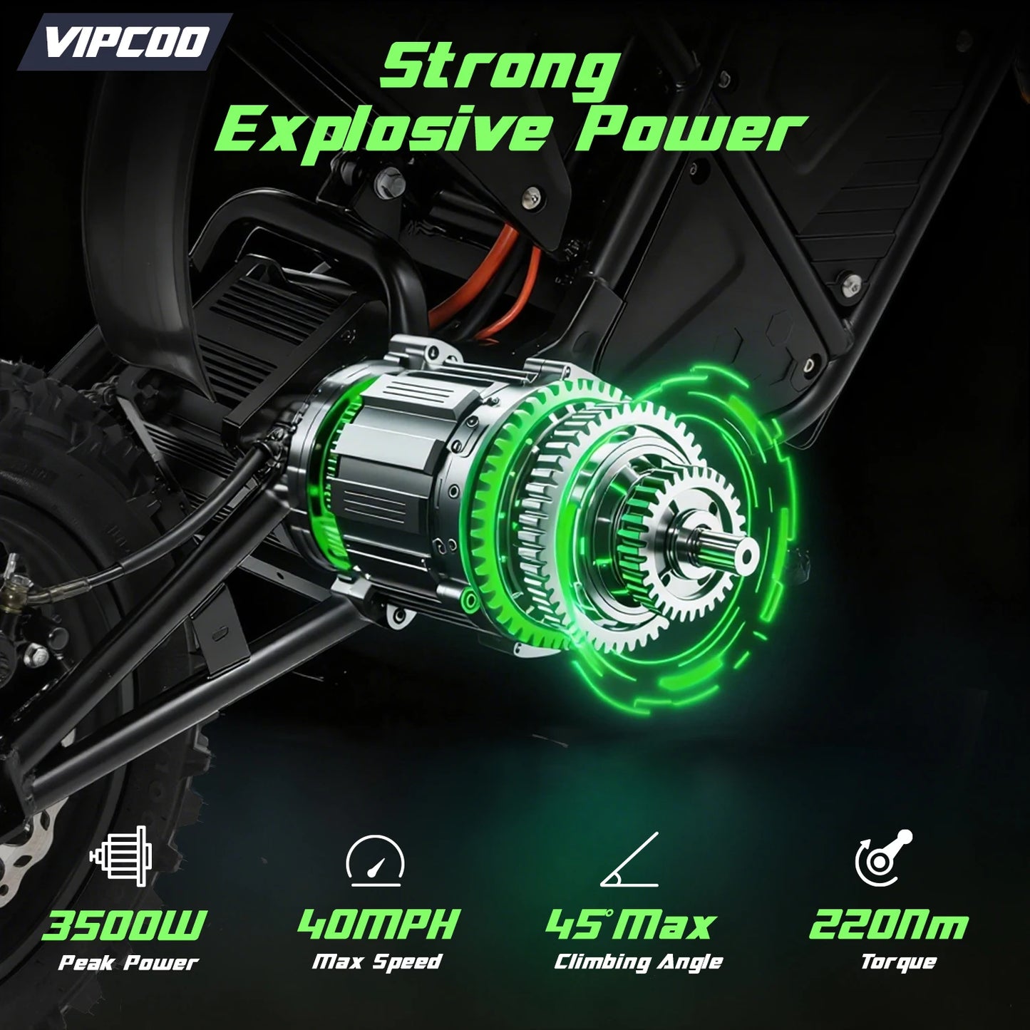 VIPCOO Electric Dirt Bike VIPCOO 3500W 48V23AH Electric Motorcycle