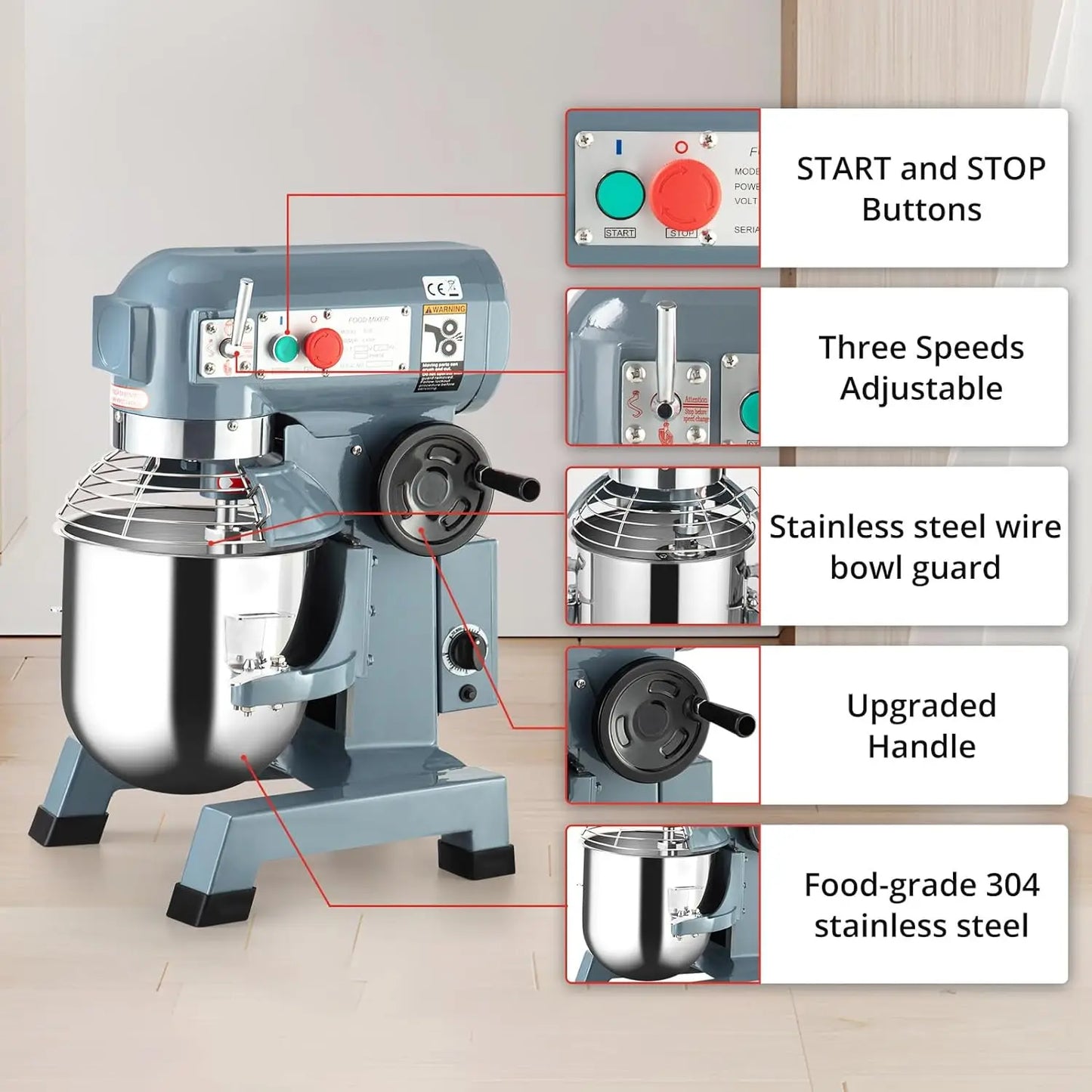 15QT 600w 3-Speed Commercial Stand Mixer