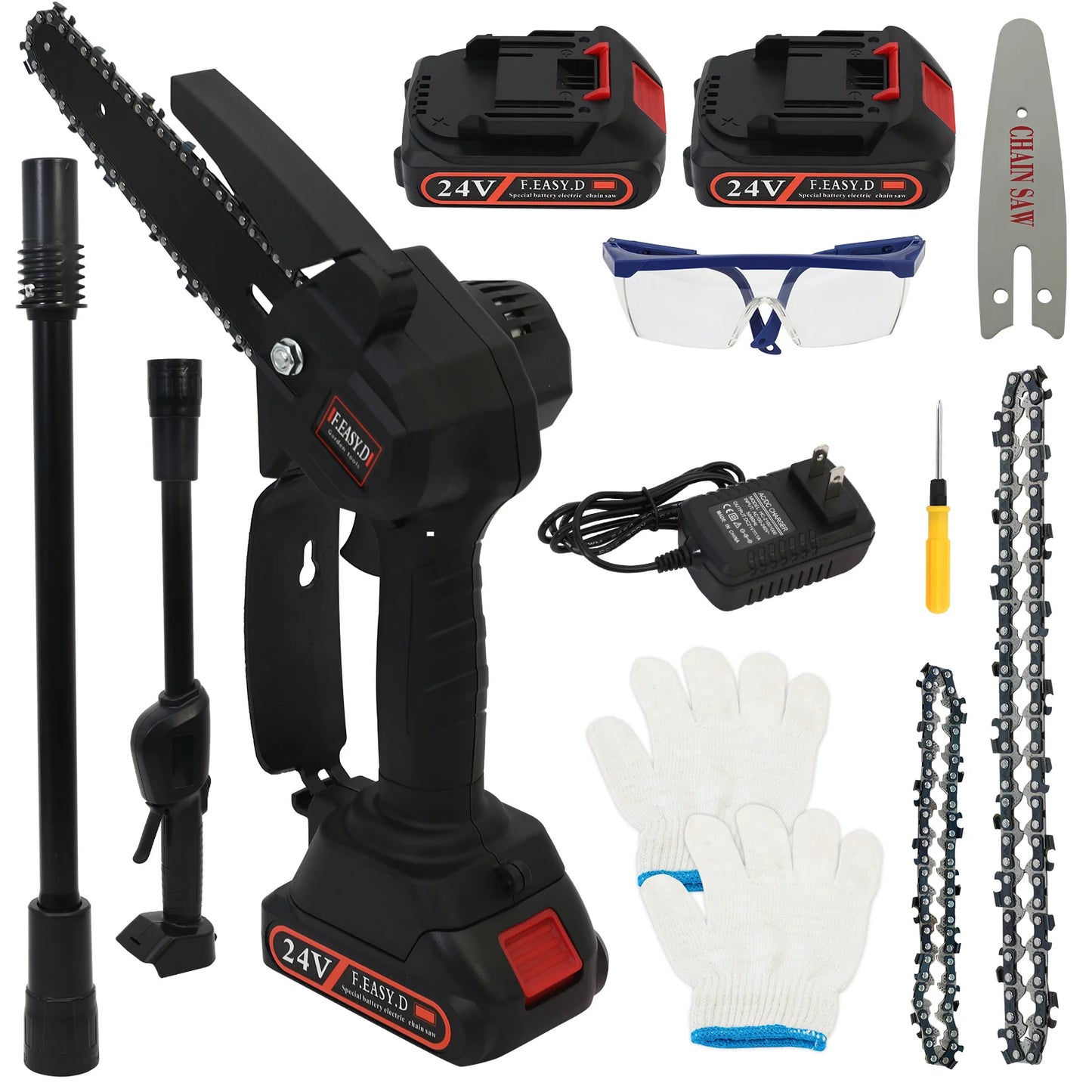 F.EASY.D 2-in-1 Mini Cordless Chainsaw & Pole Saw