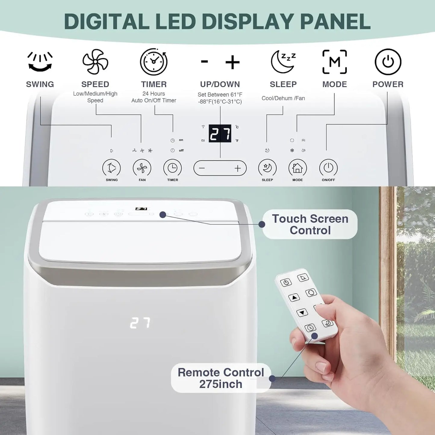 14,000 BTU Portable Air Conditioners Cools up to 750 Sq.Ft