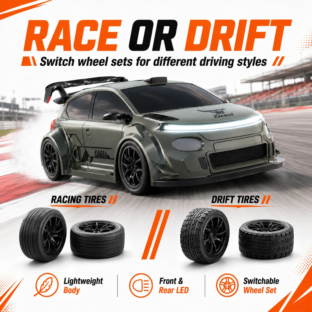 ZNLYRION 4WD High Speed RC Car 2.4G Remote Drifting Car 1:24 Scale