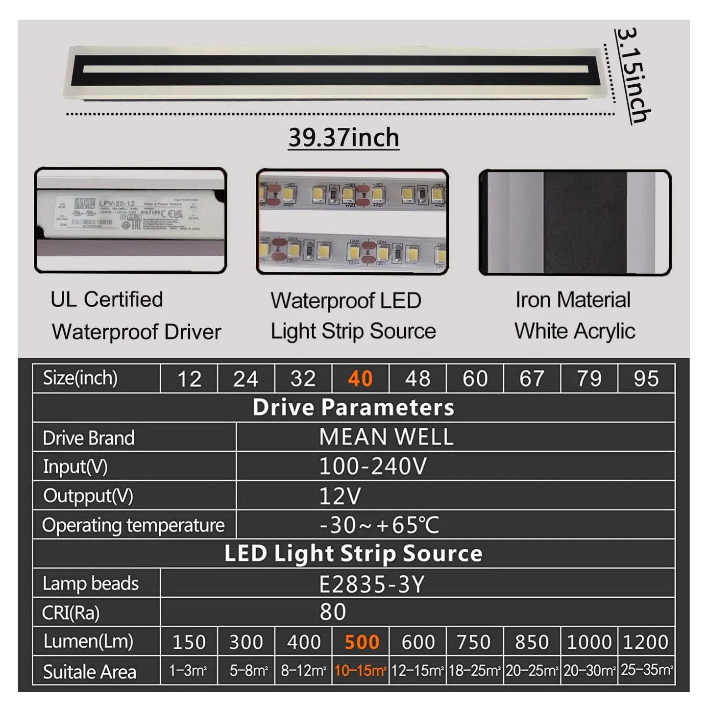 Outdoor Long Strip Modern LED Wall Lighting