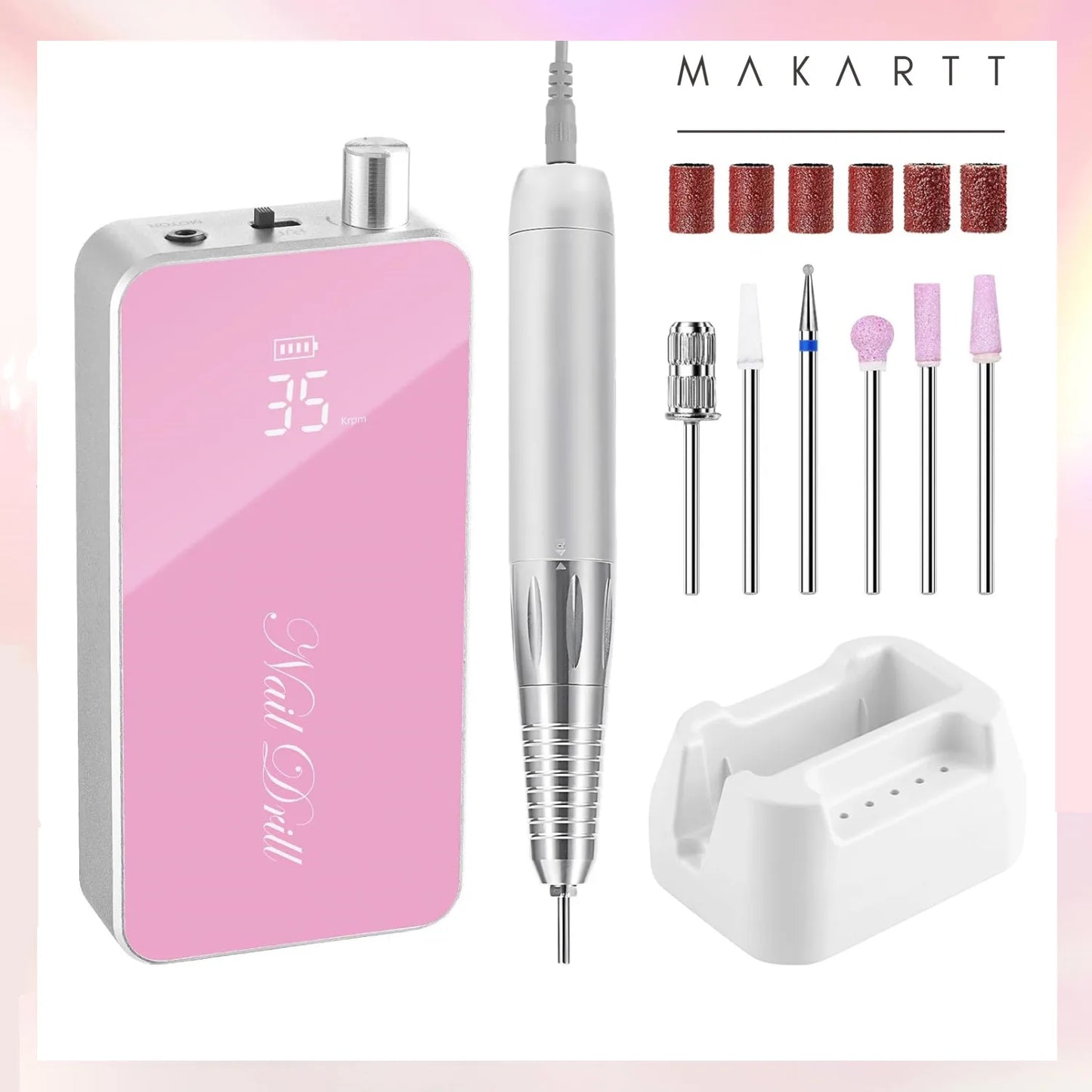 Makartt Professional Nail Drill, 35000RPM Rechargeable