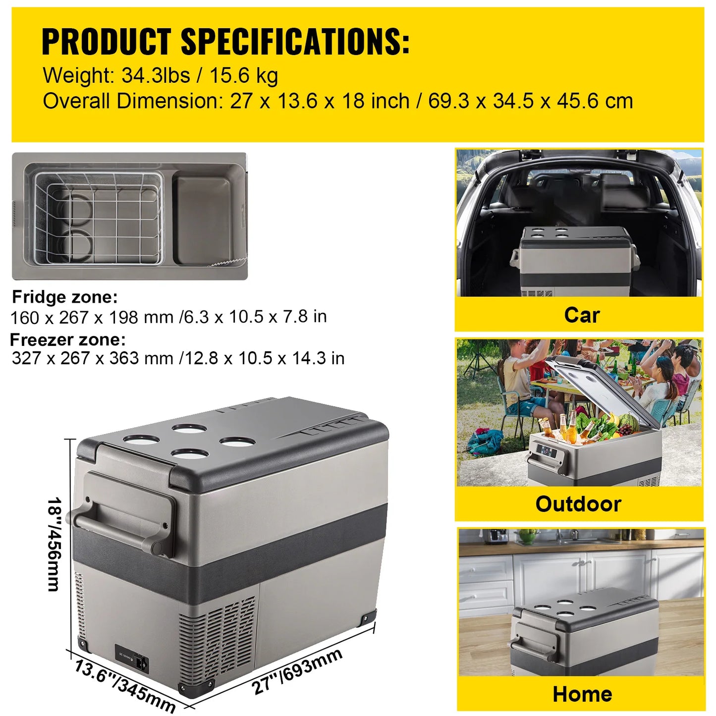 SucceBuy 20L 22L 35L 45L 55L Car Refrigerator Mini Fridge