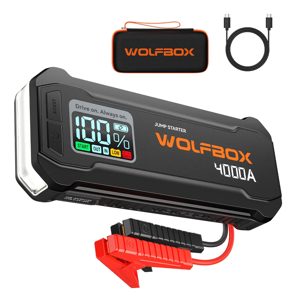 WOLFBOX 4000A Jump Starter,12V Car Battery Jump Starter