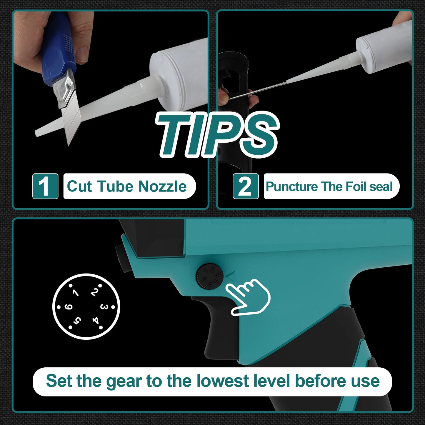 ONEMANA Caulk Gun 20V Auto Retract Drip-Free
