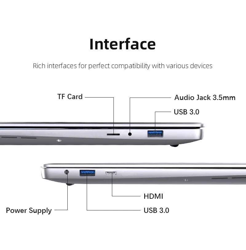 Erilles 14.1" Ultra Slim Windows 11 Pro Laptop Computer