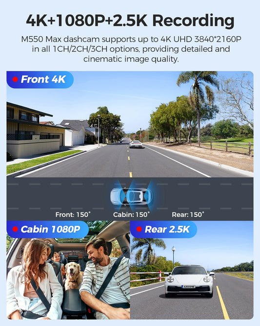 AZDOME 4K Dash Cam M550 Max Built-in GPS Wi-fi