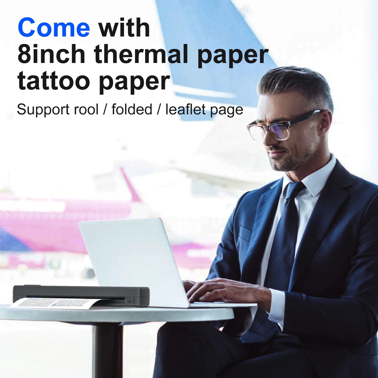 POLONO A4 Portable Inkless Thermal Printer with 20sheets thermal paper