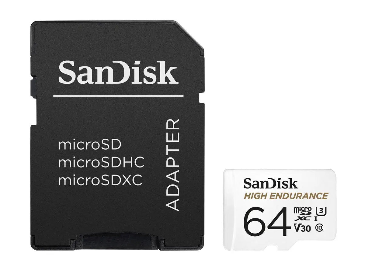 SanDisk 64GB High Endurance MicroSDHC C10, U3, V30, 4k UHD Memory Card