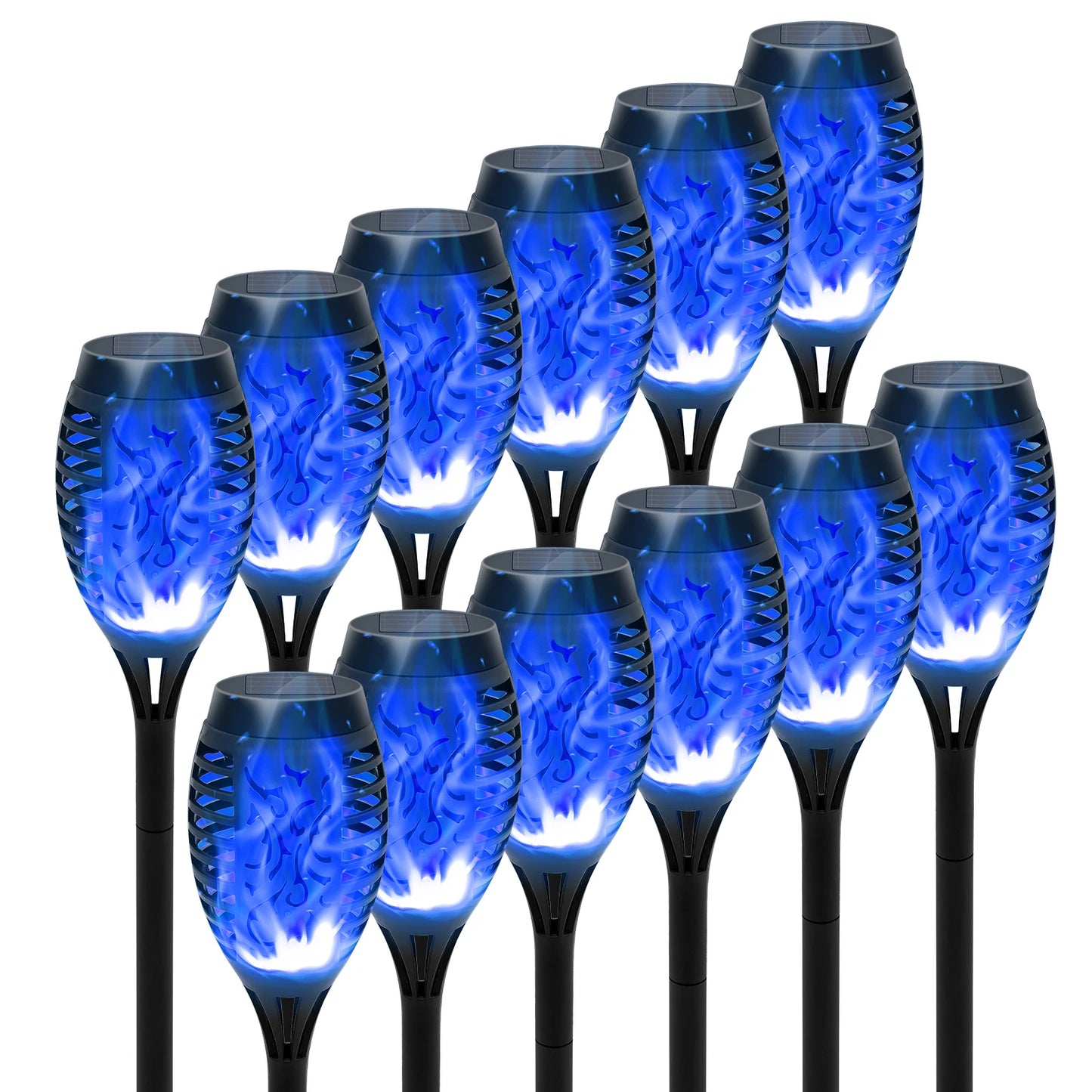 4/6/8/12Pcs Solar Flame Torch Light LED Flickering Outdoor