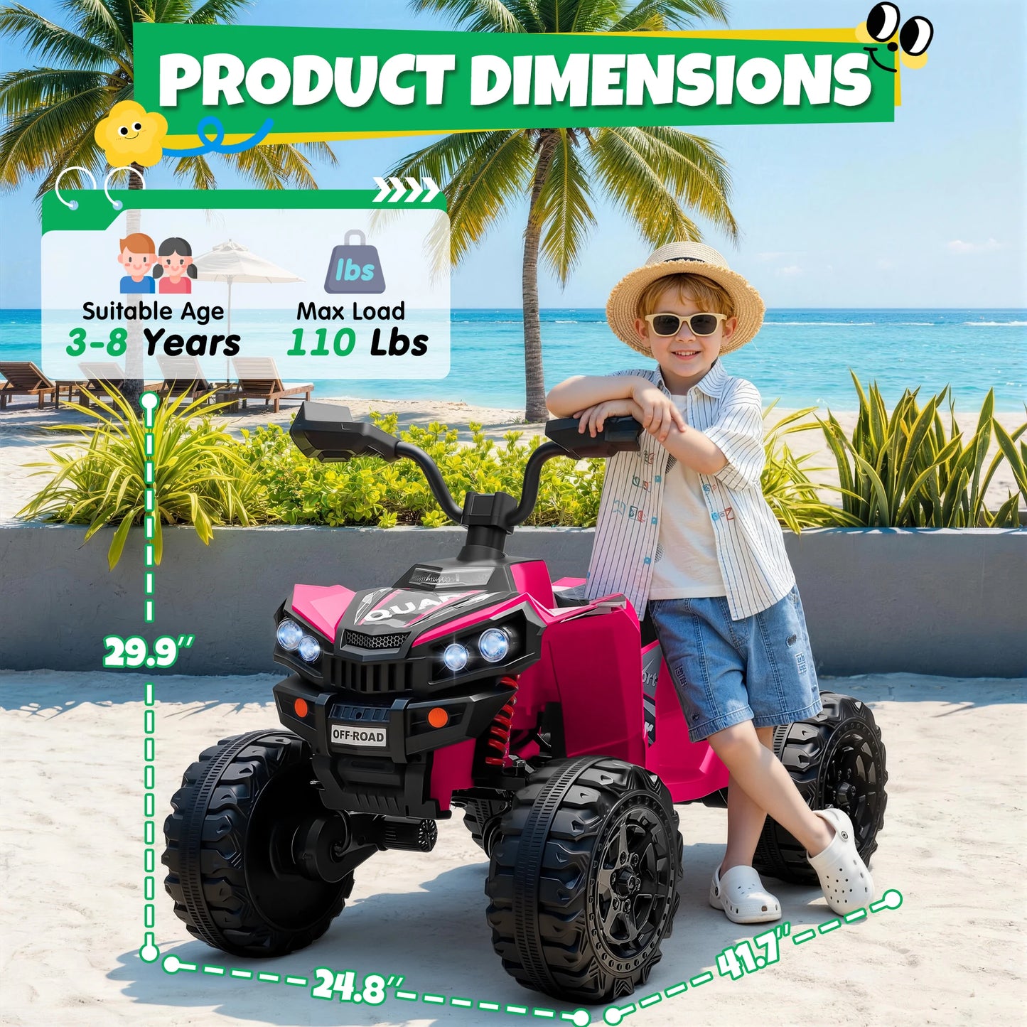 JOYRACER 24V 4*200W Kids Ride On ATV Quad