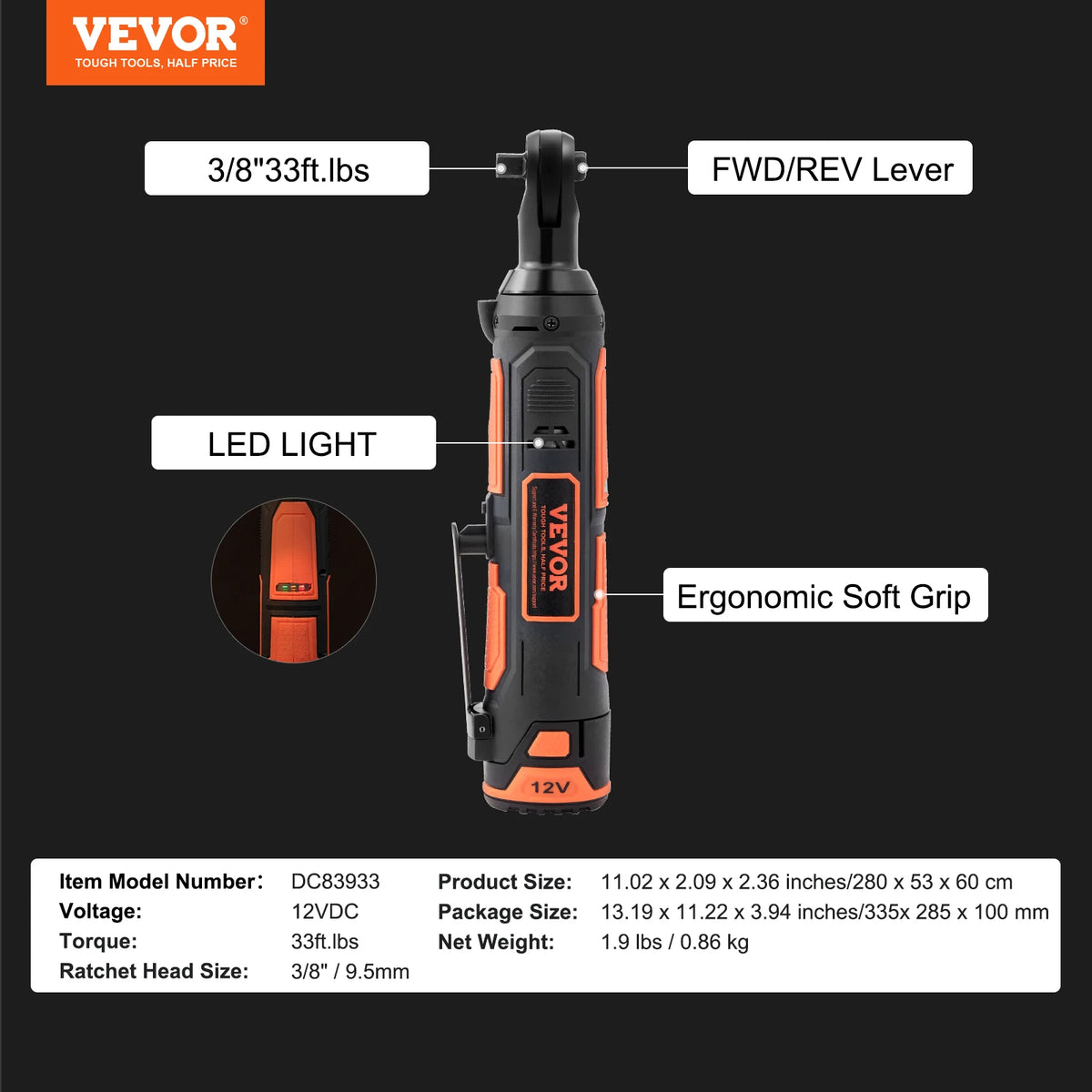 SucceBuy 3/8  Cordless Electric Ratchet Wrench