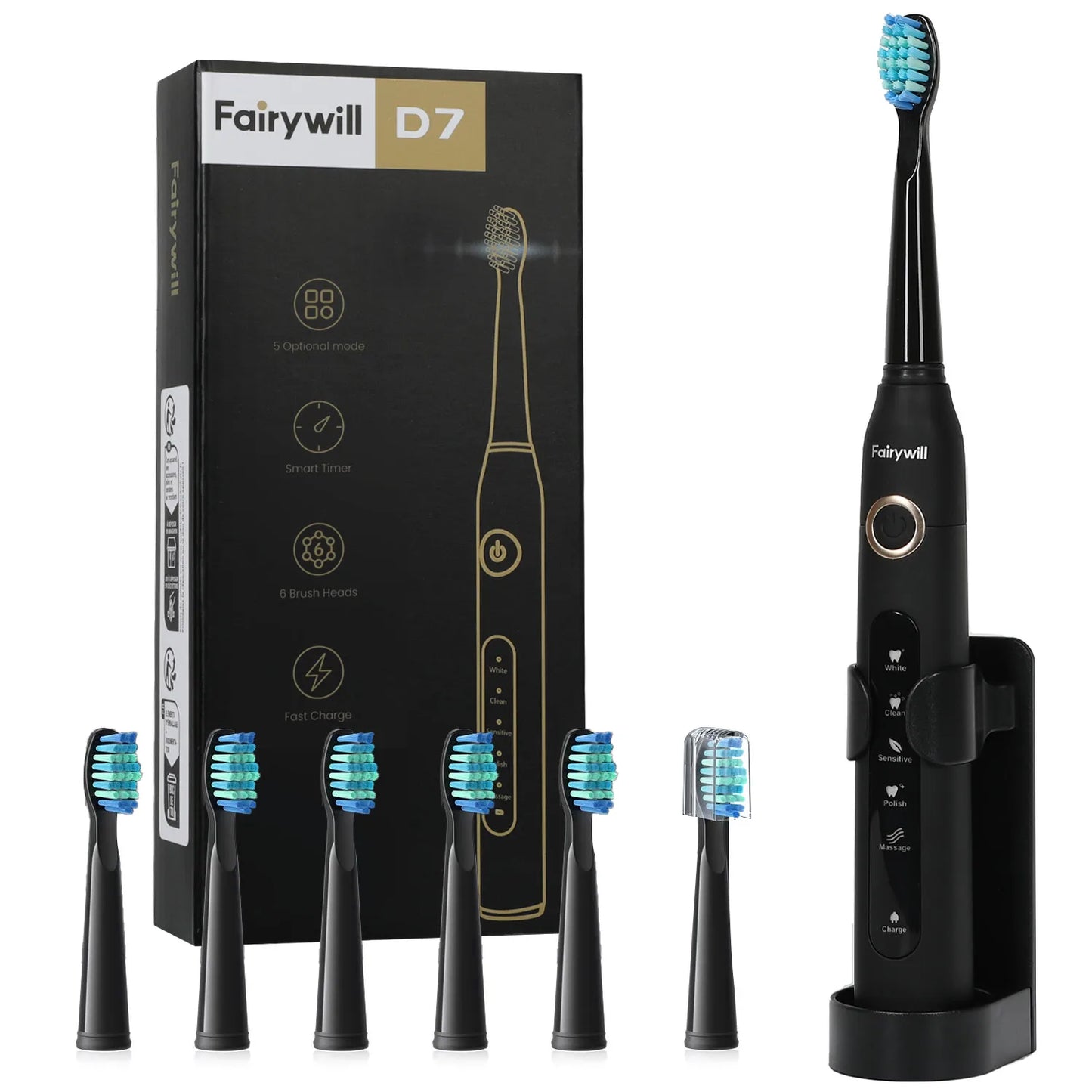 Fairywill Electric Sonic Toothbrush USB Chargeable