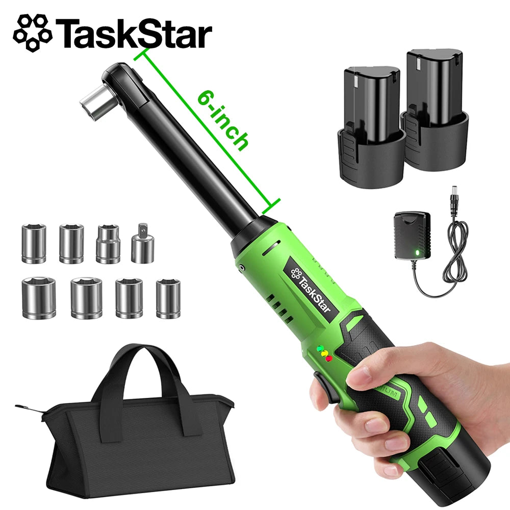 TaskStar 6 Inch Extended Cordless Ratchet Wrench 3/8" Portable Electric Wrench