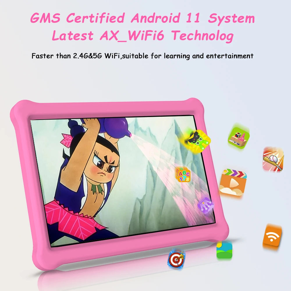 QPS 10 Inch Kids Tablets Android 11 1280*800 HD Ouad Core Wi-Fi